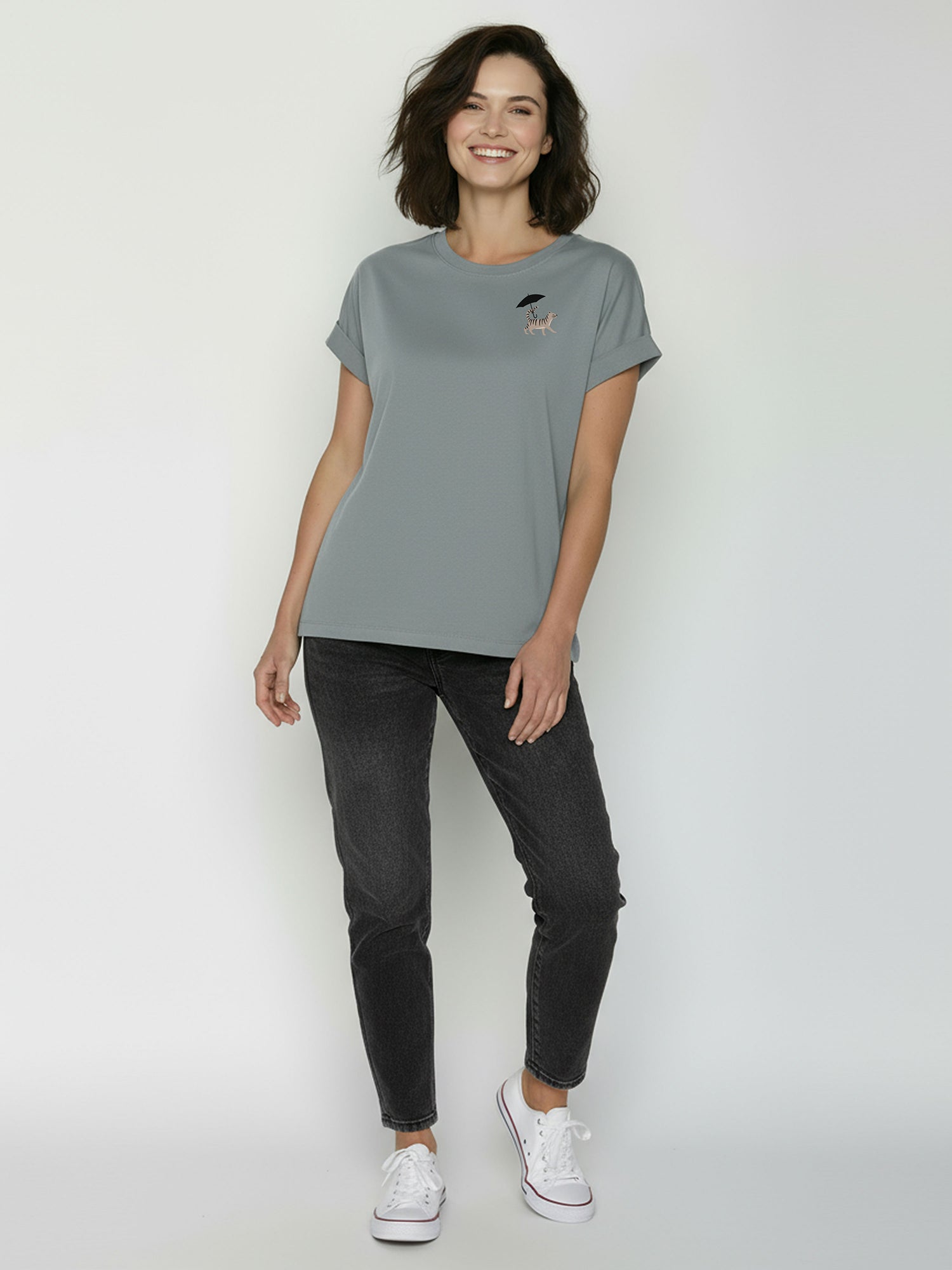 Fogstone: Sportliches T-Shirt aus Bio-Baumwolle mit Rollup Sleeve für Damen [26276]