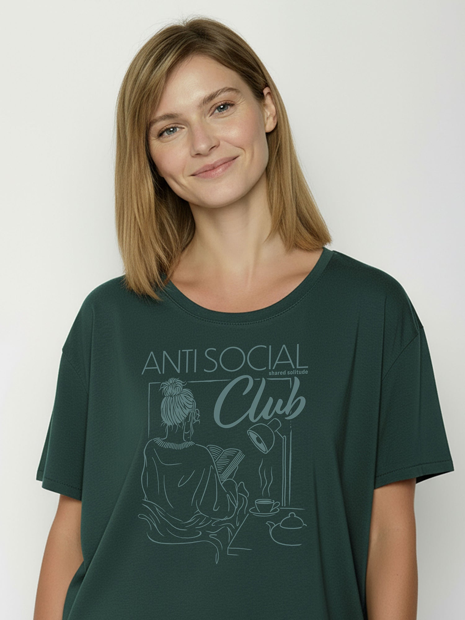 Petrol Green: Lässiges T-Shirt aus Bio-Baumwoll-Mix für Damen [26318]