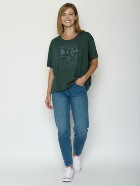 Petrol Green: Lässiges T-Shirt aus Bio-Baumwoll-Mix für Damen [26319]