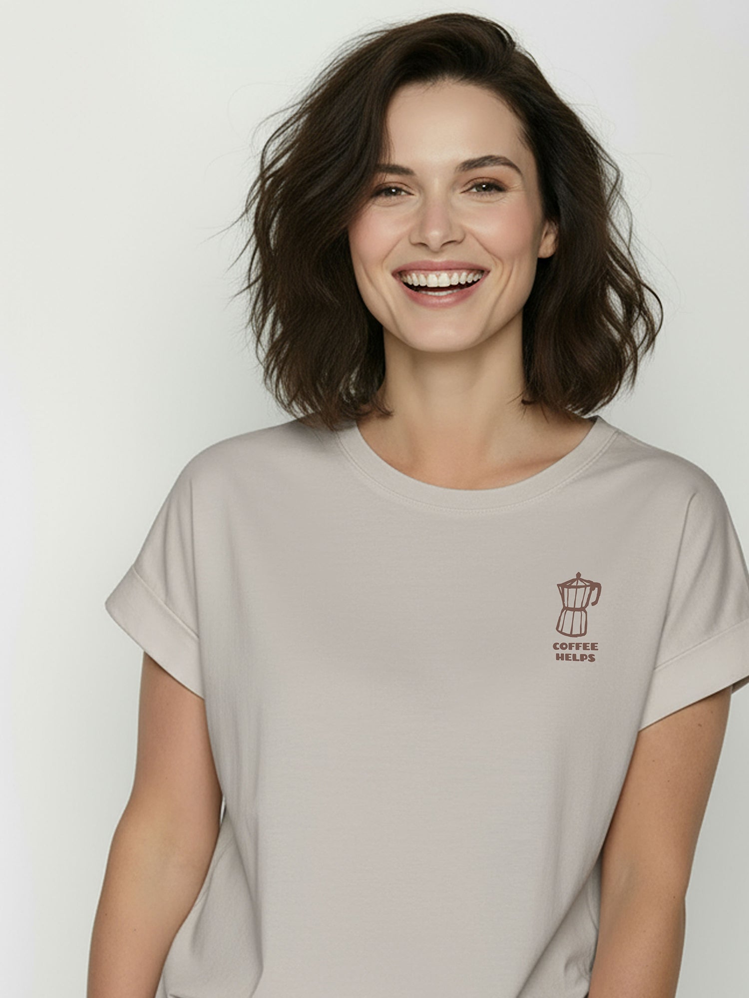 Sandstone: Sportliches T-Shirt aus Bio-Baumwolle mit Rollup Sleeve für Damen [26333]
