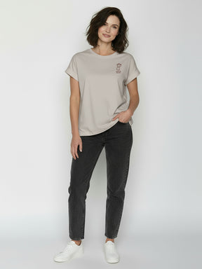 Sandstone: Sportliches T-Shirt aus Bio-Baumwolle mit Rollup Sleeve für Damen [26334]