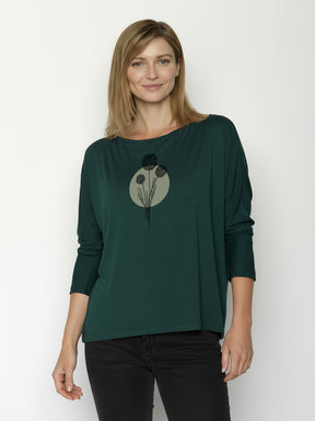 Petrol Green: Gemütliches Longsleeve aus Viskose (LENZING™ ECOVERO™) Mix für Damen [26359]