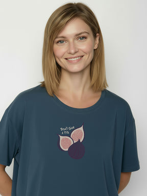 Ash Blue: Lässiges T-Shirt aus Bio-Baumwoll-Mix für Damen [26425]