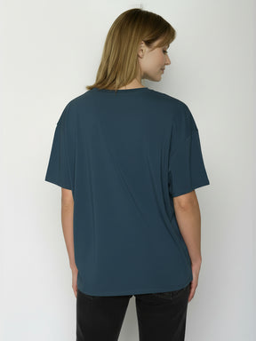 Ash Blue: Lässiges T-Shirt aus Bio-Baumwoll-Mix für Damen [26427]