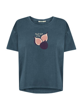 Ash Blue: Lässiges T-Shirt aus Bio-Baumwoll-Mix für Damen [26428]