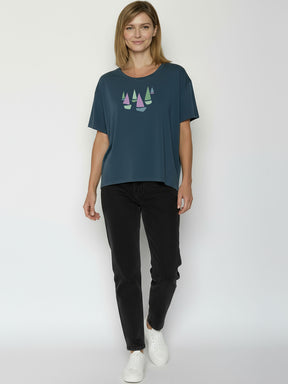 Ash Blue: Lässiges T-Shirt aus Bio-Baumwoll-Mix für Damen [26446]