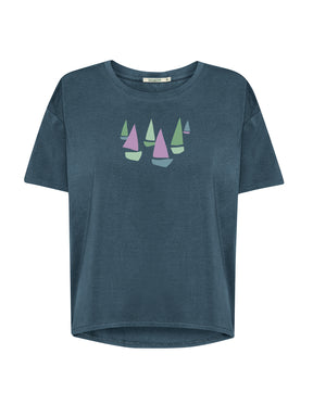 Ash Blue: Lässiges T-Shirt aus Bio-Baumwoll-Mix für Damen [26448]