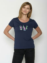 Navy: Sportliches T-Shirt aus Bio-Baumwolle für Damen [26449]