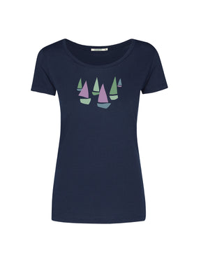 Navy: Sportliches T-Shirt aus Bio-Baumwolle für Damen [26453]