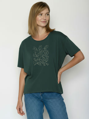 Petrol Green: Lässiges T-Shirt aus Bio-Baumwoll-Mix für Damen [26459]