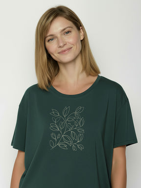 Petrol Green: Lässiges T-Shirt aus Bio-Baumwoll-Mix für Damen [26460]