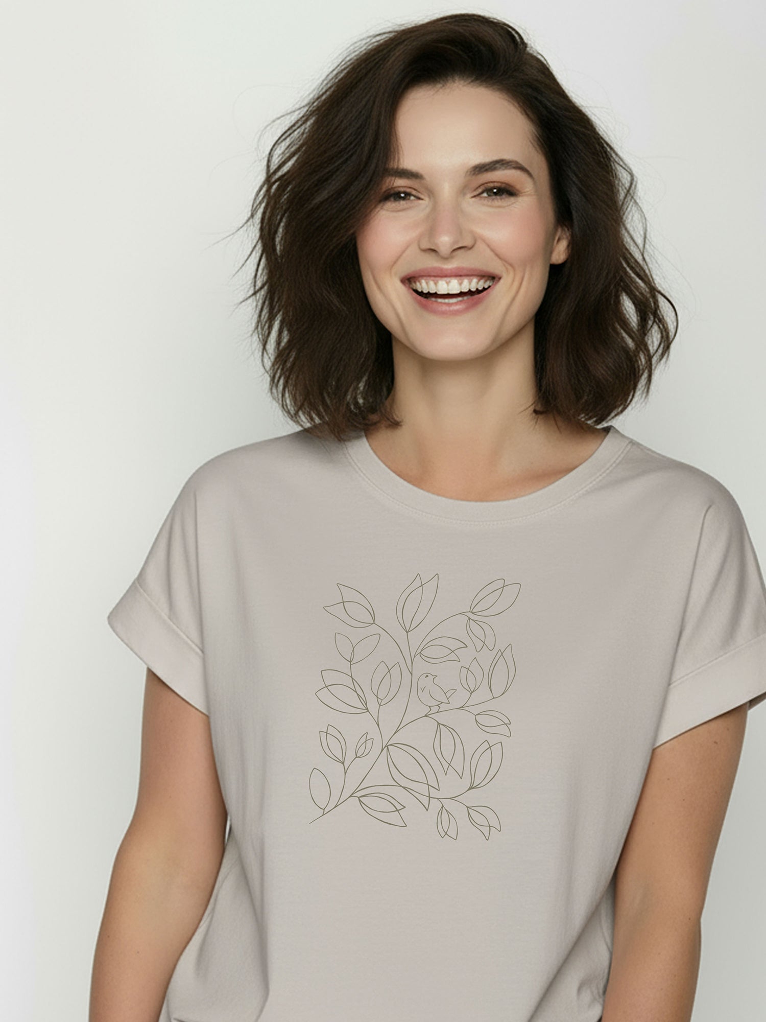 Sandstone: Sportliches T-Shirt aus Bio-Baumwolle mit Rollup Sleeve für Damen [26465]