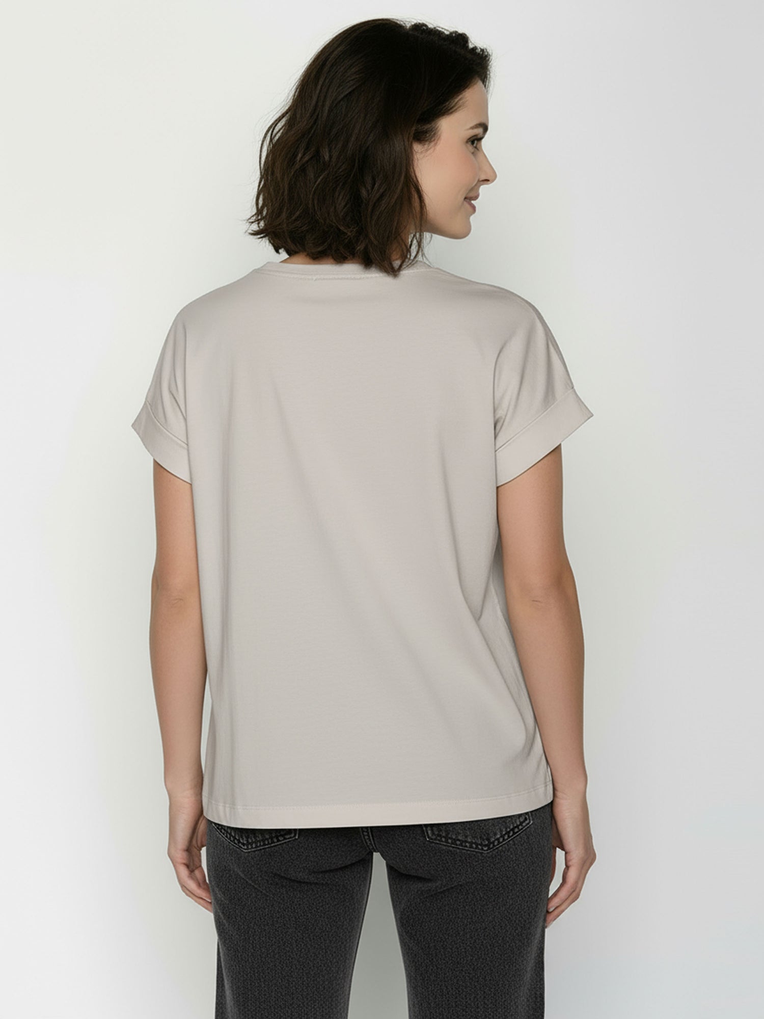 Sandstone: Sportliches T-Shirt aus Bio-Baumwolle mit Rollup Sleeve für Damen [26467]
