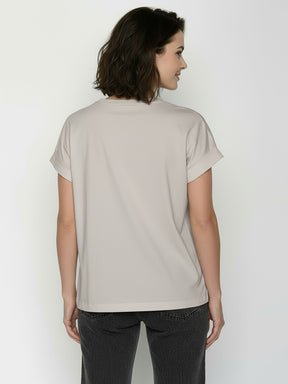 Sandstone: Sportliches T-Shirt aus Bio-Baumwolle mit Rollup Sleeve für Damen [26467]