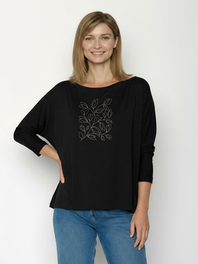 Black: Gemütliches Longsleeve aus Viskose (LENZING™ ECOVERO™) Mix für Damen [26469]