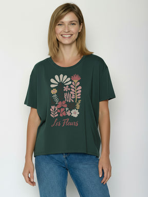 Petrol Green: Lässiges T-Shirt aus Bio-Baumwoll-Mix für Damen [26479]