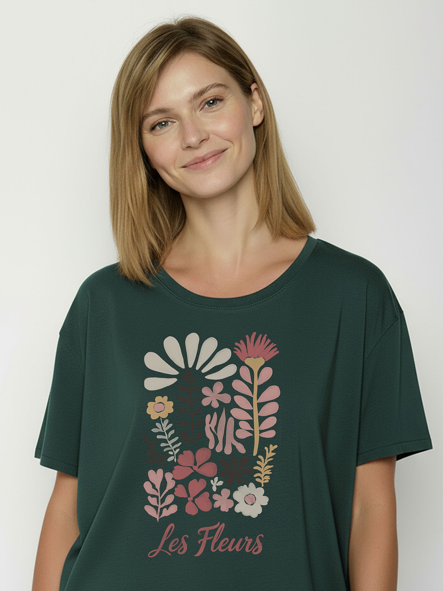 Petrol Green: Lässiges T-Shirt aus Bio-Baumwoll-Mix für Damen [26480]