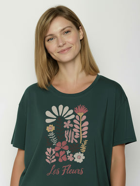 Petrol Green: Lässiges T-Shirt aus Bio-Baumwoll-Mix für Damen [26480]