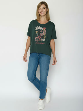 Petrol Green: Lässiges T-Shirt aus Bio-Baumwoll-Mix für Damen [26481]