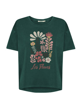 Petrol Green: Lässiges T-Shirt aus Bio-Baumwoll-Mix für Damen [26483]