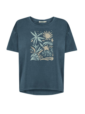 Ash Blue: Lässiges T-Shirt aus Bio-Baumwoll-Mix für Damen [26524]