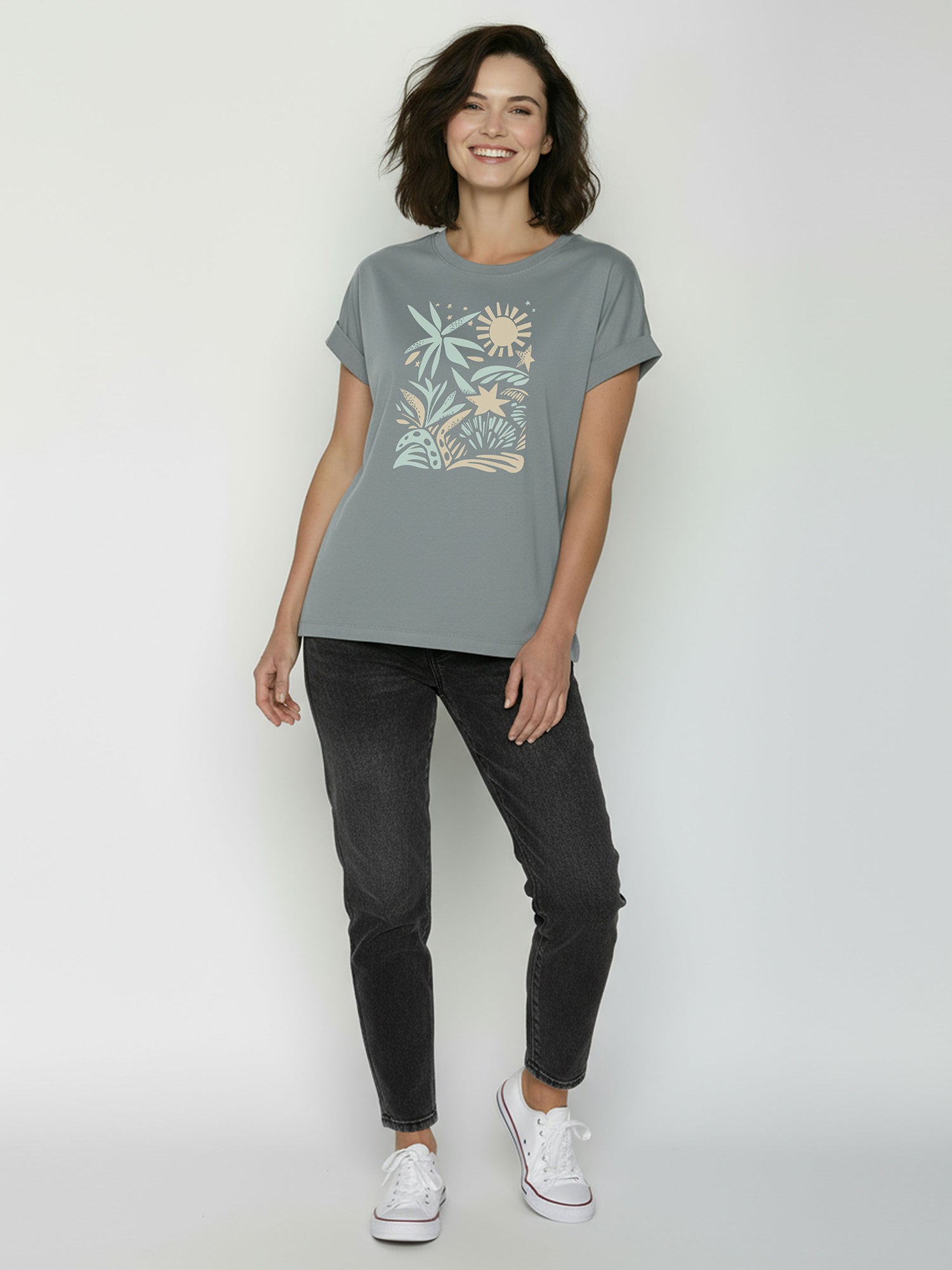 Fogstone: Sportliches T-Shirt aus Bio-Baumwolle mit Rollup Sleeve für Damen [26527]