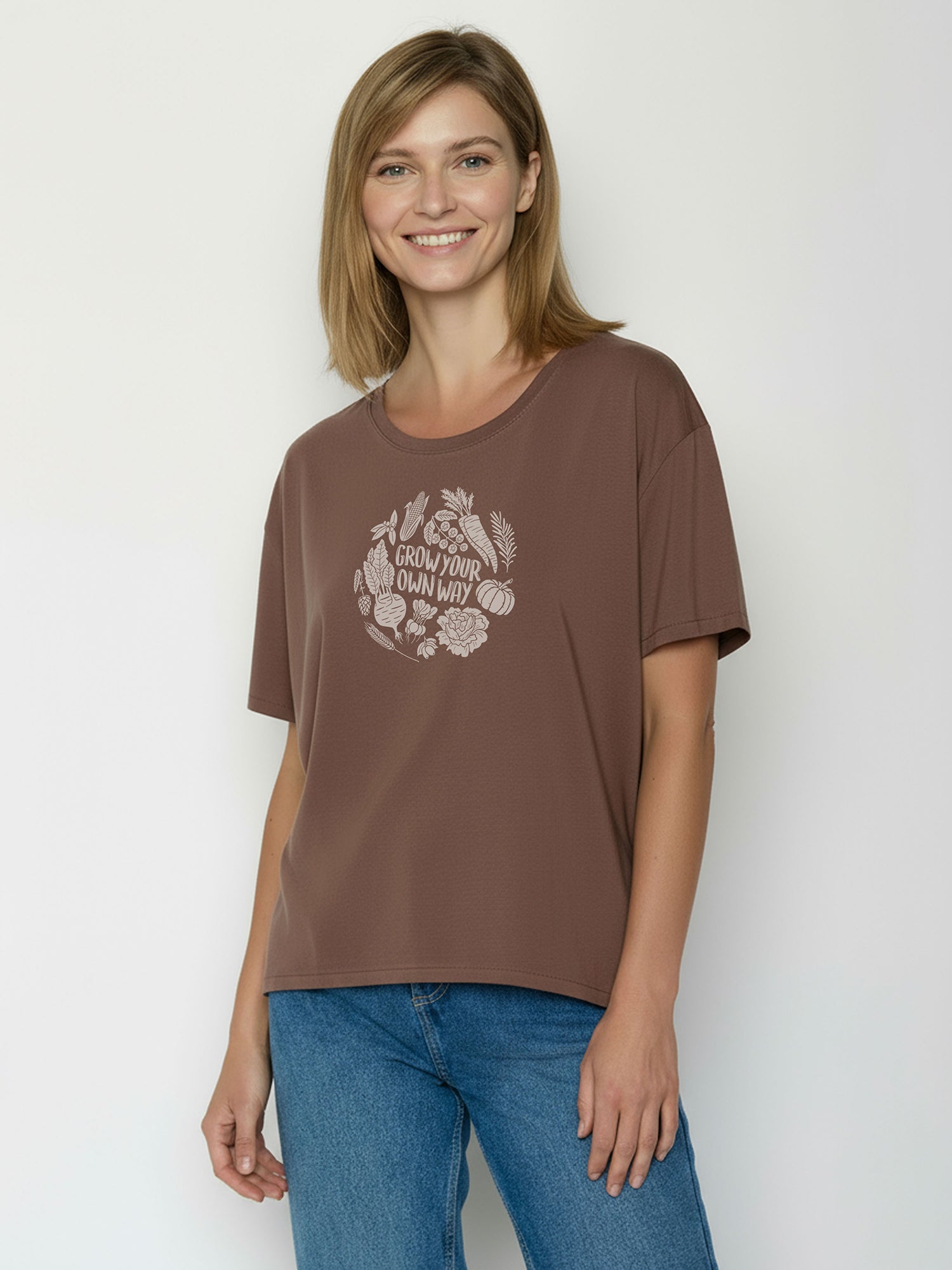 Earth Wood: Lässiges T-Shirt aus Bio-Baumwoll-Mix für Damen [26561]