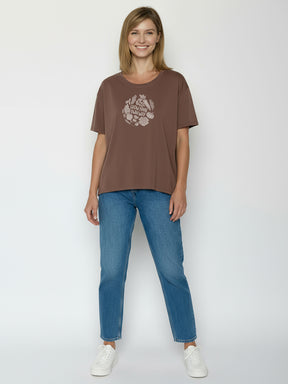 Earth Wood: Lässiges T-Shirt aus Bio-Baumwoll-Mix für Damen [26563]