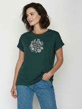 Petrol Green: Sportliches T-Shirt aus Bio-Baumwolle mit Rollup Sleeve für Damen [26566]