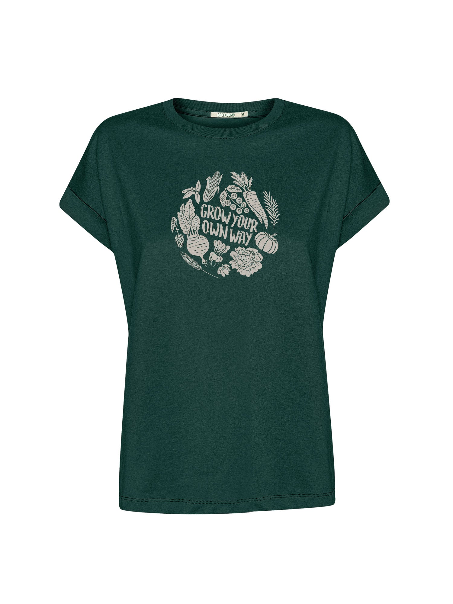 Petrol Green: Sportliches T-Shirt aus Bio-Baumwolle mit Rollup Sleeve für Damen [26570]
