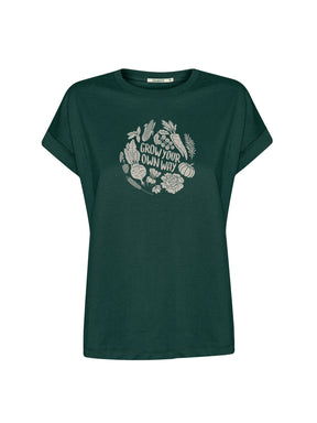 Petrol Green: Sportliches T-Shirt aus Bio-Baumwolle mit Rollup Sleeve für Damen [26570]