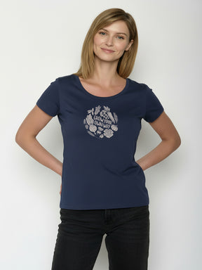 Navy: Sportliches T-Shirt aus Bio-Baumwolle für Damen [26571]