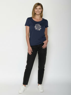 Navy: Sportliches T-Shirt aus Bio-Baumwolle für Damen [26573]