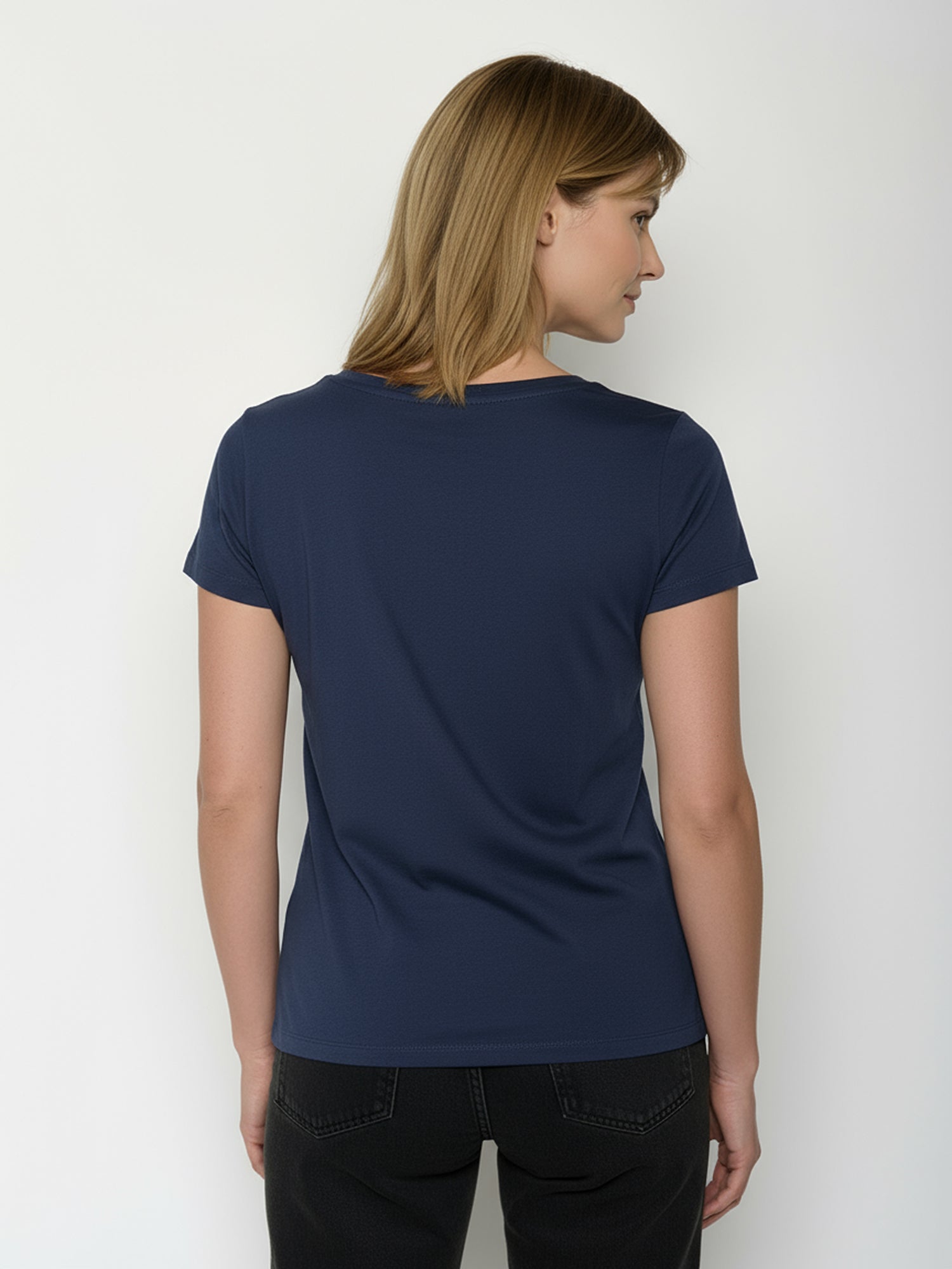 Navy: Sportliches T-Shirt aus Bio-Baumwolle für Damen [26574]