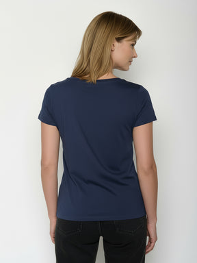 Navy: Sportliches T-Shirt aus Bio-Baumwolle für Damen [26574]