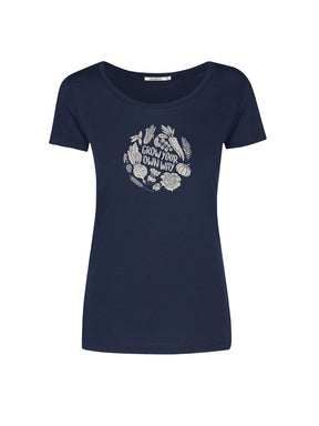 Navy: Sportliches T-Shirt aus Bio-Baumwolle für Damen [26575]