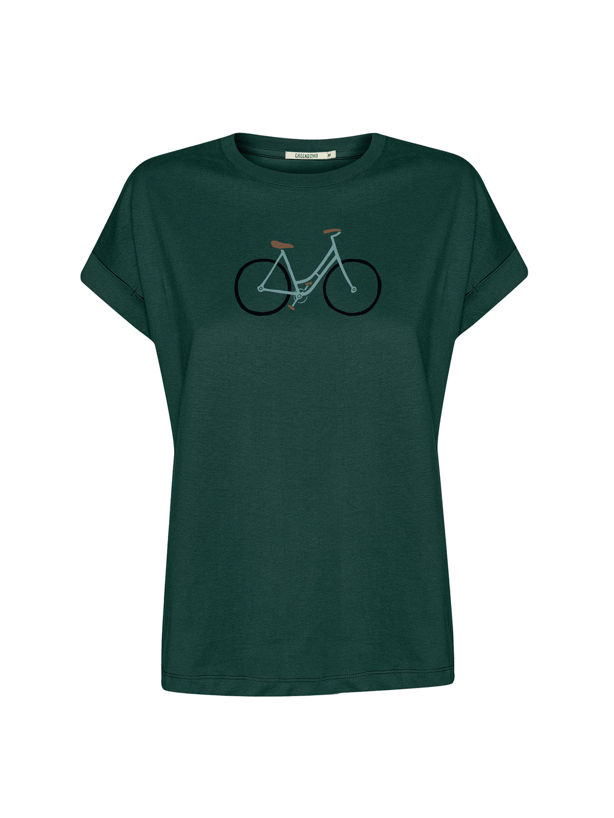 Petrol Green: Sportliches T-Shirt aus Bio-Baumwolle mit Rollup Sleeve für Damen [26647]