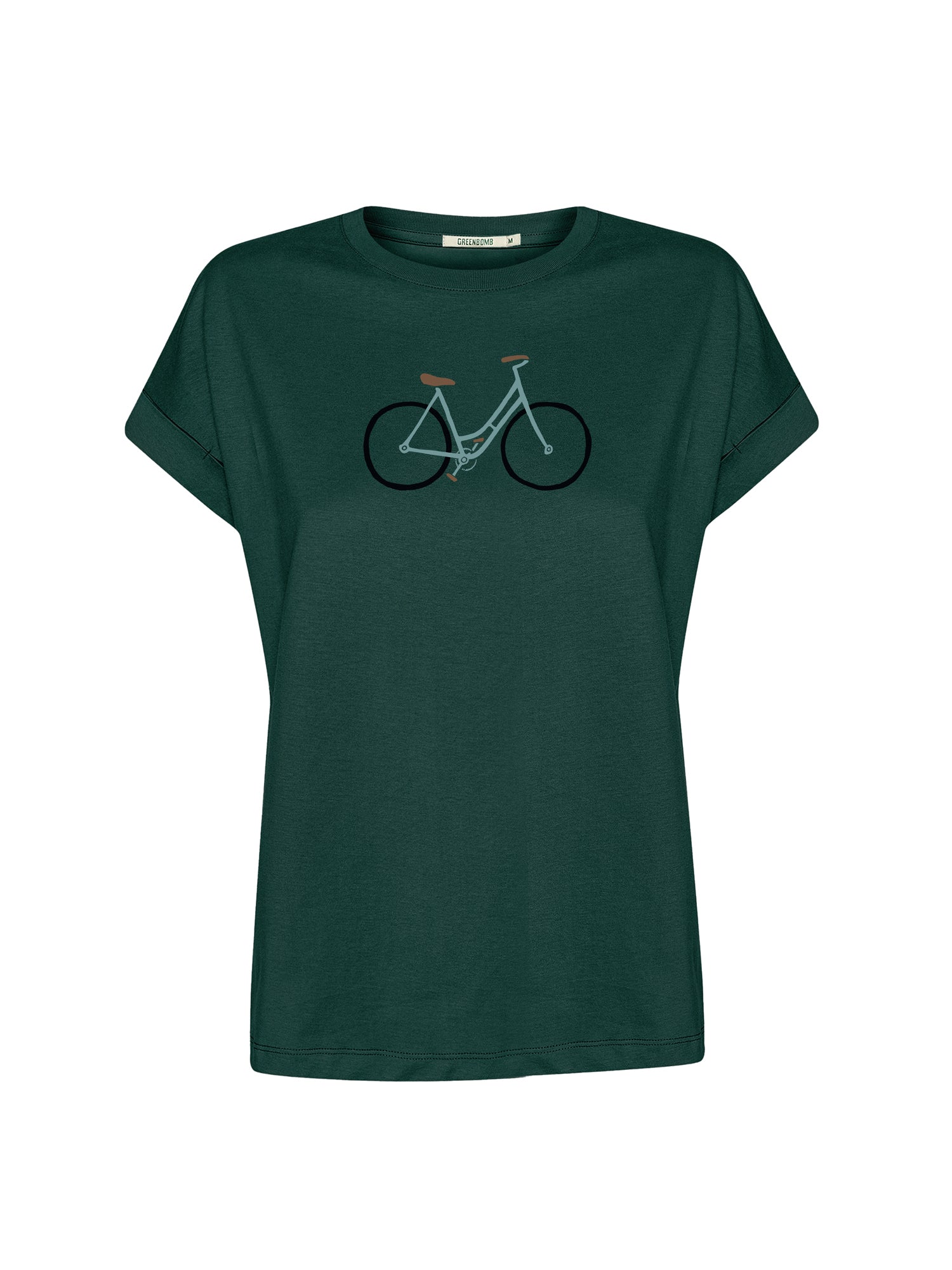 Petrol Green: Sportliches T-Shirt aus Bio-Baumwolle mit Rollup Sleeve für Damen [26647]