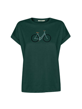 Petrol Green: Sportliches T-Shirt aus Bio-Baumwolle mit Rollup Sleeve für Damen [26647]