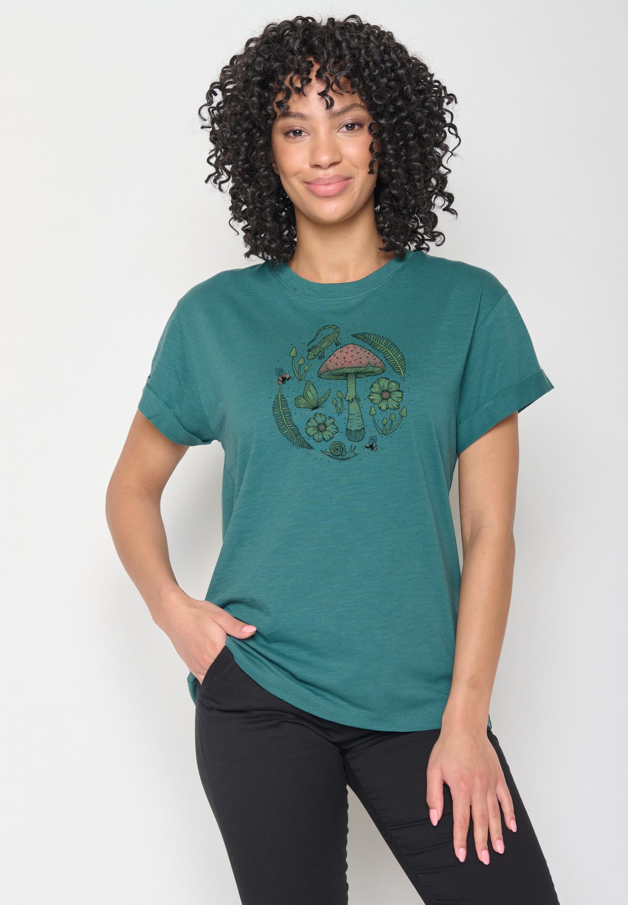 Grüner Lässiges T-Shirt aus Bio-Baumwolle für Damen (1)