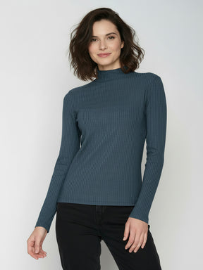 Ash Blue: Lässiges Longsleeve aus LENZING™ TENCEL™ Mix für Damen [26702]