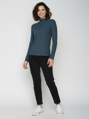 Ash Blue: Lässiges Longsleeve aus LENZING™ TENCEL™ Mix für Damen [26704]