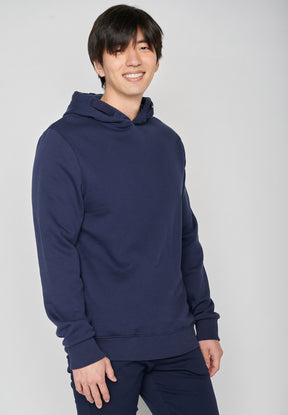 Navy: Kuschliger Hoodie aus Bio-Baumwolle für Herren [2417]