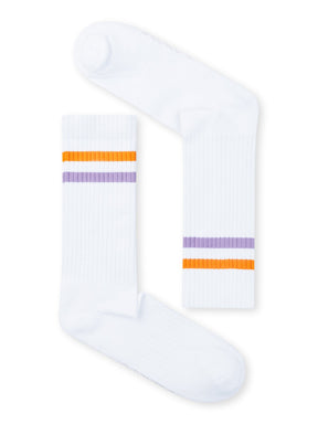 Lilac Orange Stripes Tennis Socks