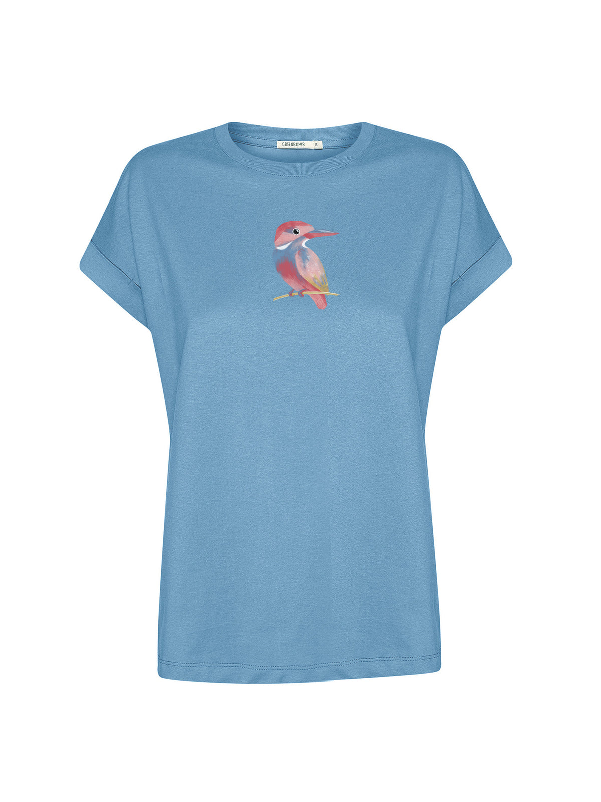 Glacier Blue : Sportliches T-Shirt aus Bio-Baumwolle mit Rollup Sleeve für Damen [27580]