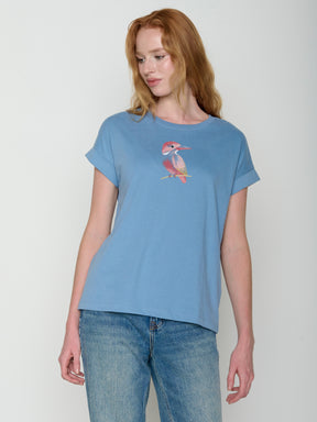 Glacier Blue : Sportliches T-Shirt aus Bio-Baumwolle mit Rollup Sleeve für Damen [27581]