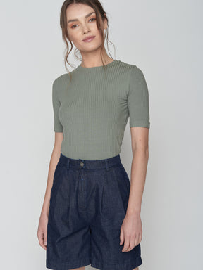 Light Olive: Sportliches Longsleeve aus LENZING™ TENCEL™ Mix für Damen [27590]