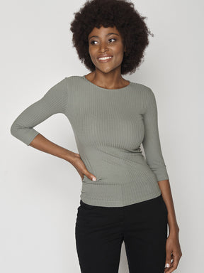 Light Olive: Sportliches Longsleeve aus LENZING™ TENCEL™ Mix für Damen [27594]