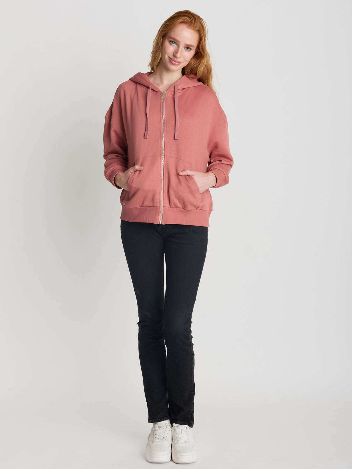 Dark Rose: Lässige Sweatjacke aus Bio-Baumwolle für Damen [27604]