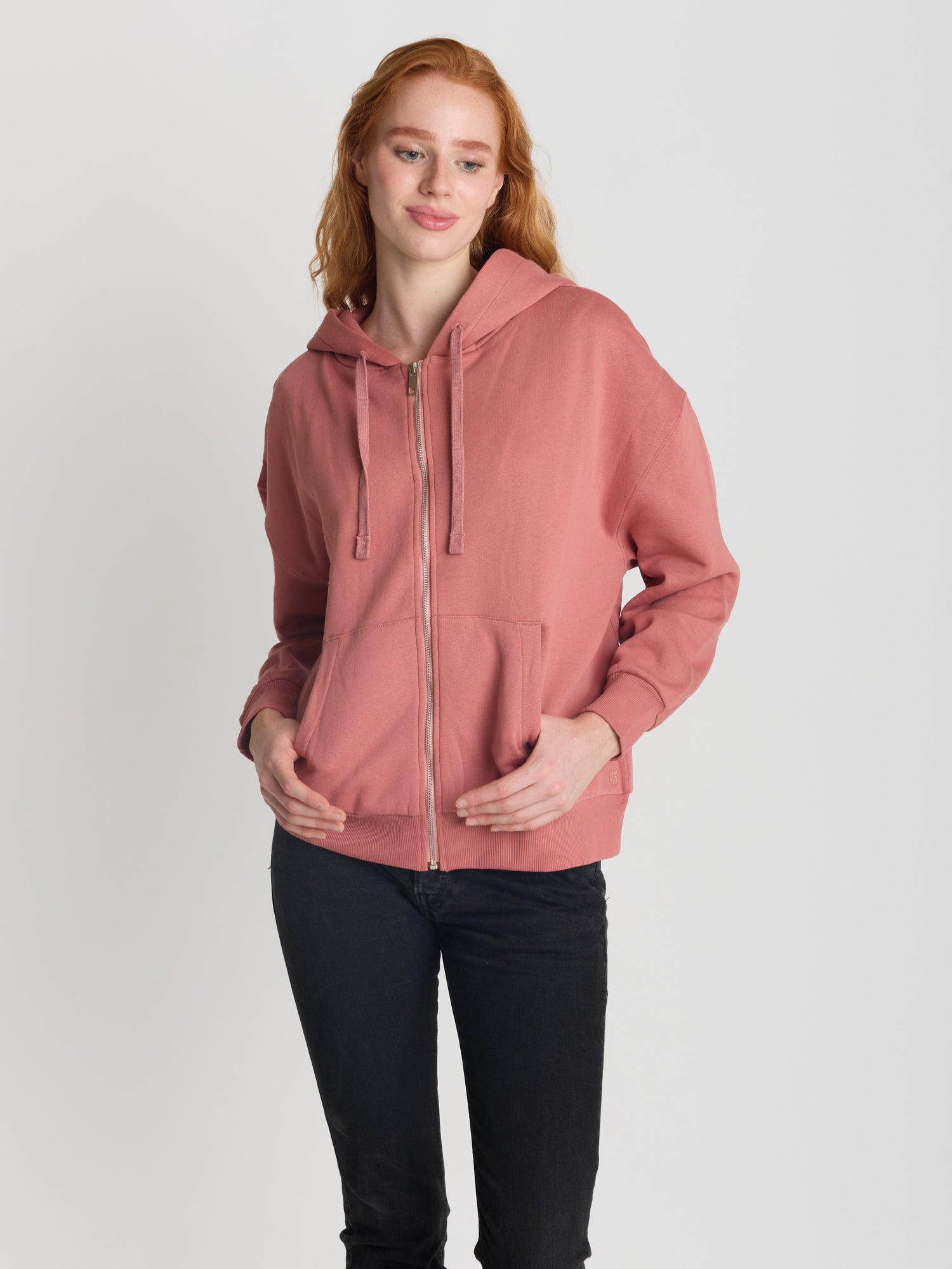 Dark Rose: Lässige Sweatjacke aus Bio-Baumwolle für Damen [27605]